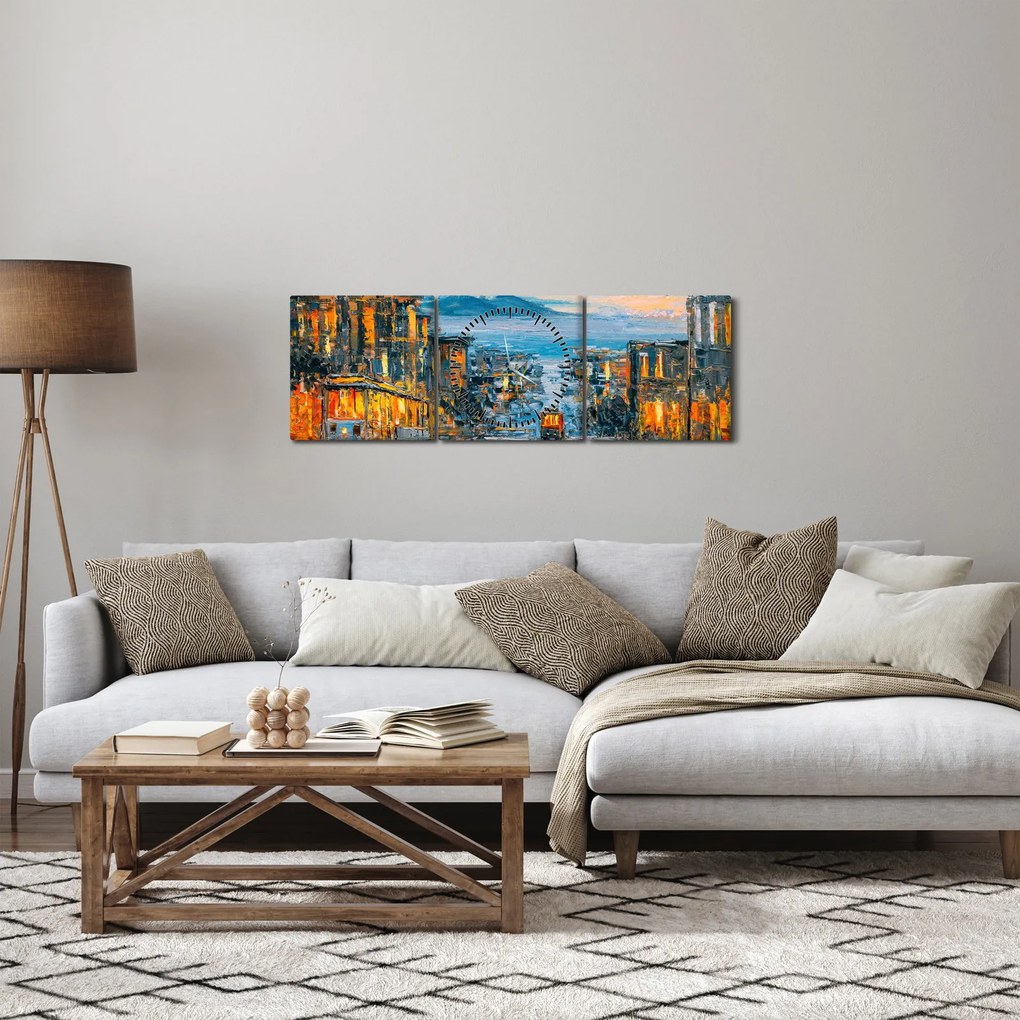 Obraz - Cable Car, San Francisco (z zegarem) (90x30 cm)
