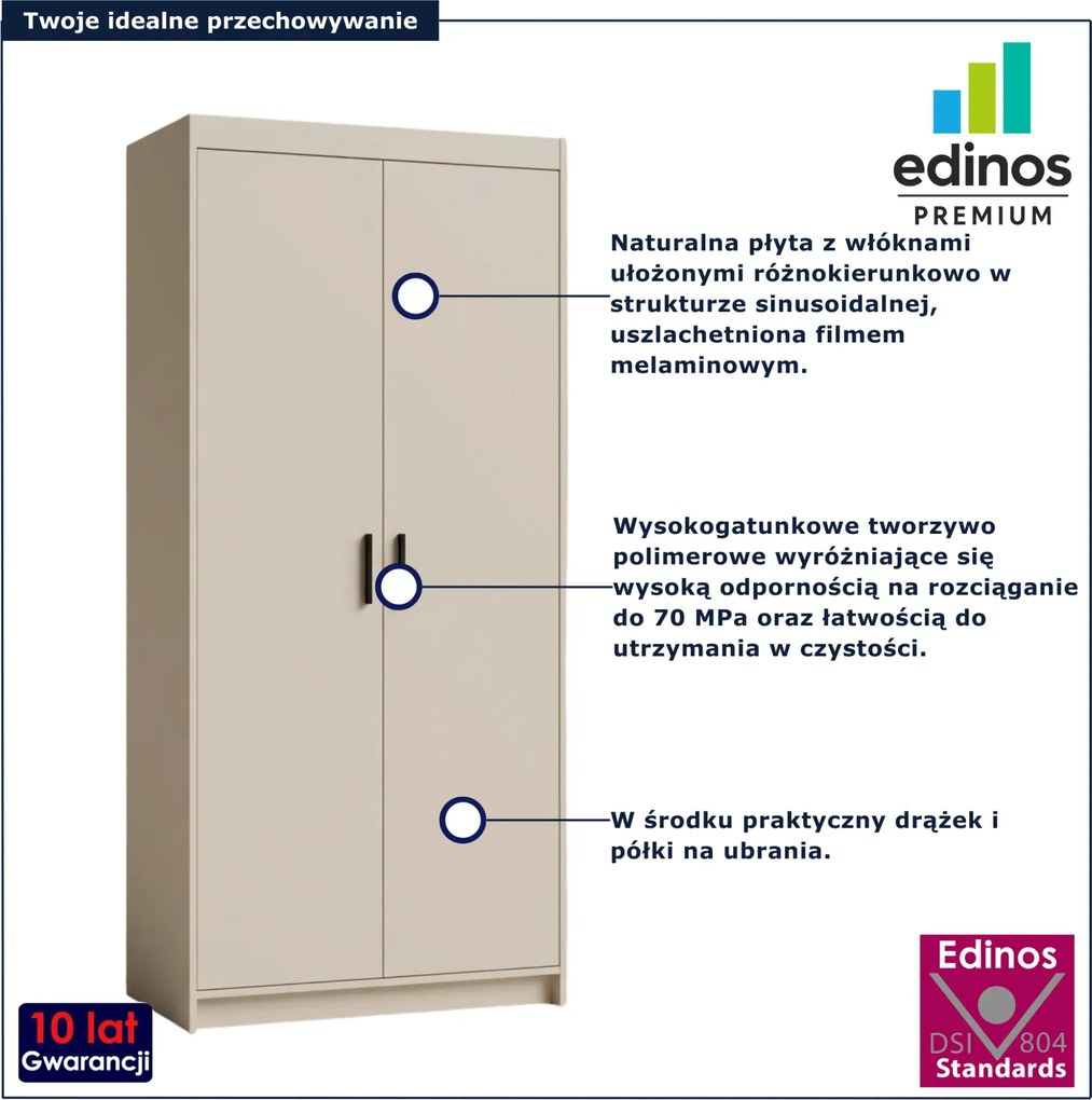 Kaszmirowa szafa nowoczesna dwudrzwiowa D7-A79