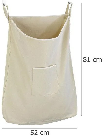 Worek bawełniany na ubrania do prania, torba KANGUR do zawieszenia na drzwiach - 65 l, WENKO