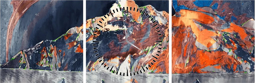 Obraz - Ilustracja domów publicznych (z zegarem) (90x30 cm)