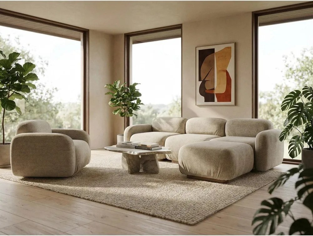 Szary podnóżek modułowy z materiału bouclé Ailani – Makamii