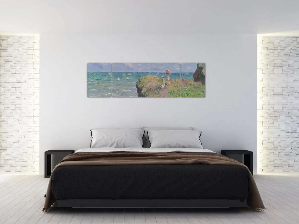 Obraz - Claude Monet, Cliff Walk at Pourville, reprodukcje (170x50 cm)
