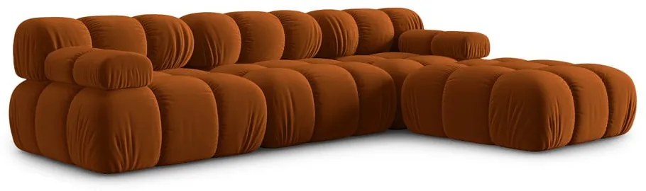 Pomarańczowy aksamitny narożnik Bellis – Micadoni Home