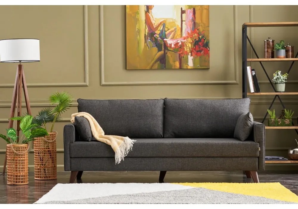 Antracytowa rozkładana sofa 208 cm Bella – Balcab Home