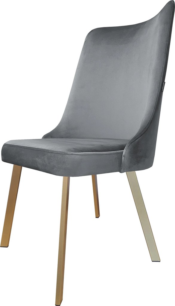 Krzesło Victor tkanina Welur noga metalowa krzesło tapicerowane premium : Kolor nogi - Złota profil, Kolor tkaniny - VELVET - BL14, Typ siedziska - Siedzisko stałe