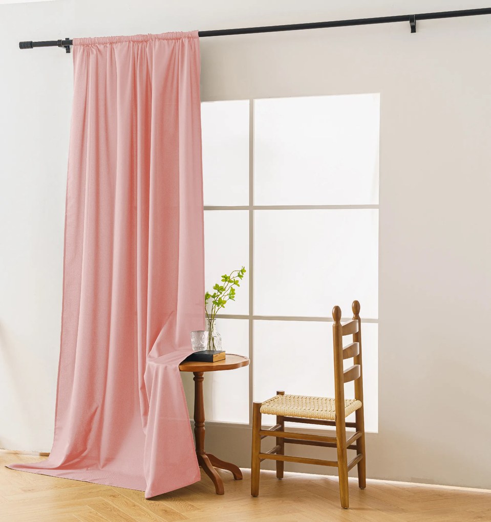 Zasłona OXFORD LIGHT 140x250 cm, różowa Zawieszanie: Taśma z wiązaniami