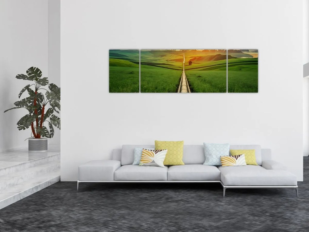 Obraz - Wschód słońca nad doliną (170x50 cm)
