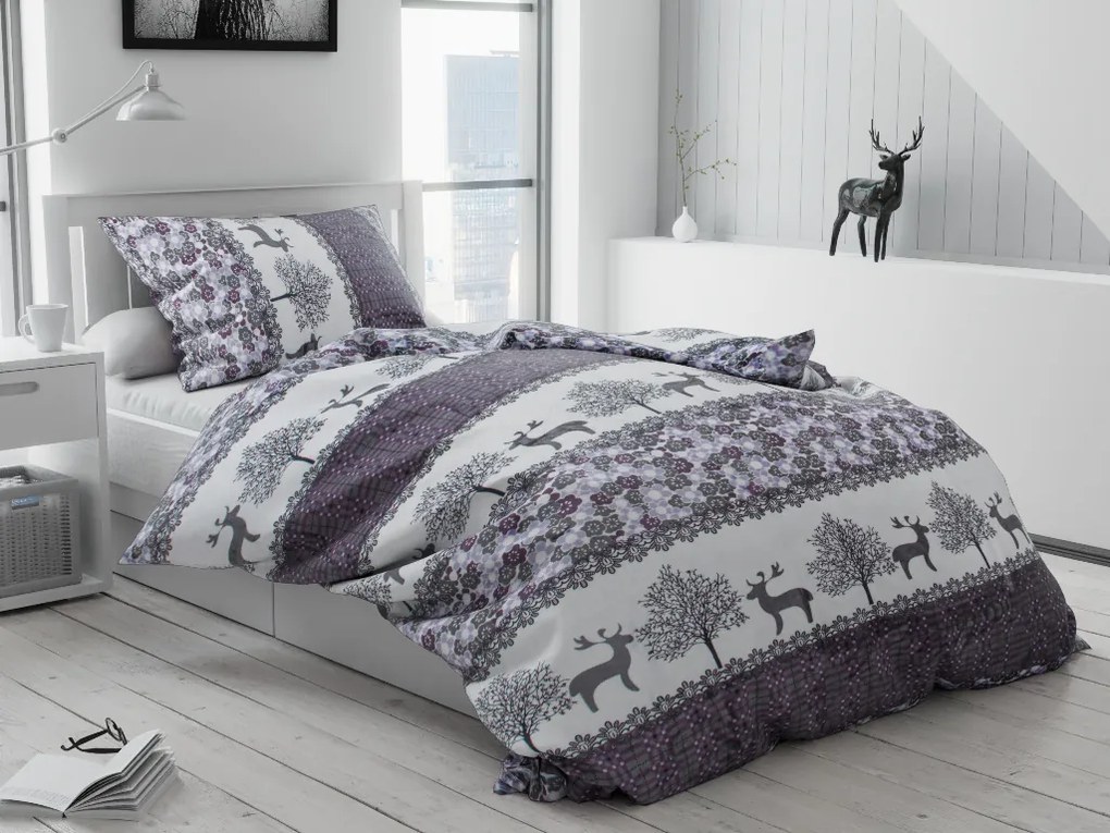 PrzytulneMieszkanie.pl PrzytulneMieszkanie.pl Pościel z mikropluszu Świąteczne renifery szare