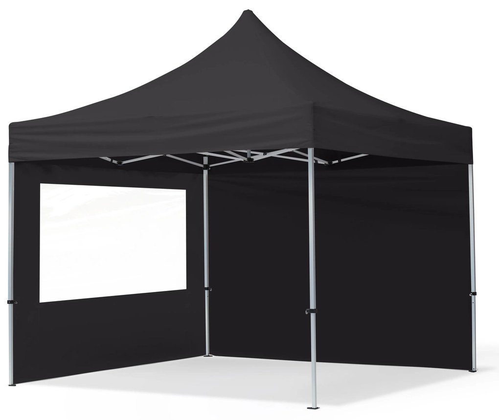 TOOLPORT 3x3 m Namiot Ekspresowy, ECONOMY Alu 32mm, ze ścianami bocznymi, okna panoramiczne, czarny - (59015)