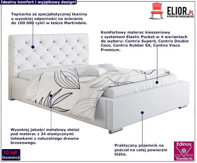 Tapicerowane łóżko z zagłówkiem 120x200 Eylan 3X - 36 kolorów