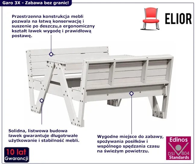 Biały komplet ogrodowy dla dzieci - Mikeo 3X