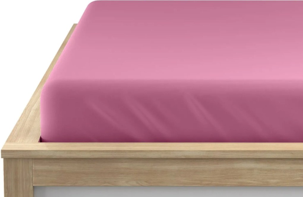 PrzytulneMieszkanie.pl Bawełniane prześcieradło z gumką STANDARD 90 x 200 cm różowe