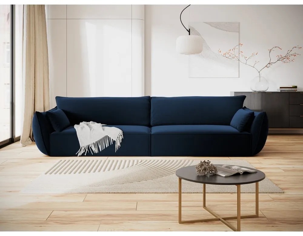 Ciemnoniebieska aksamitna sofa 248 cm Vanda – Mazzini Sofas