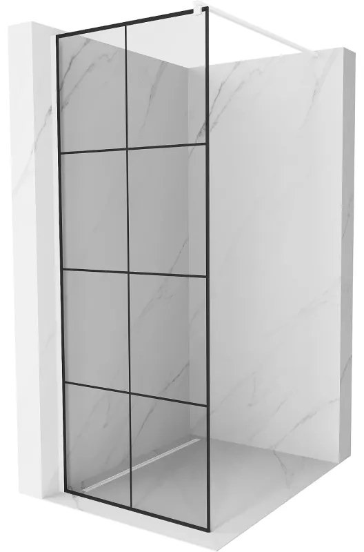 Mexen Kioto ścianka prysznicowa Walk-in 80 x 200 cm, czarny wzór 8 mm, biała - 800-080-101-20-77