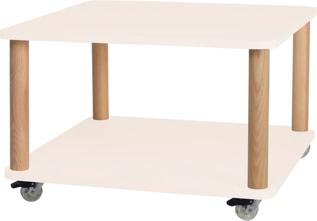 Kwadratowy stolik kawowy na kółkach Ashme z kolorowym blatem 64x64 cm