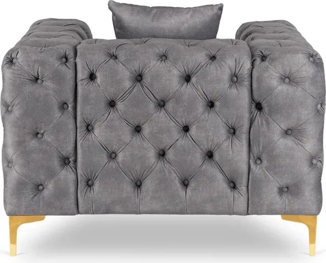 Fotel Wypoczynkowy SORRENTO 1S Szary Welurowy Nowoczesny Glamour