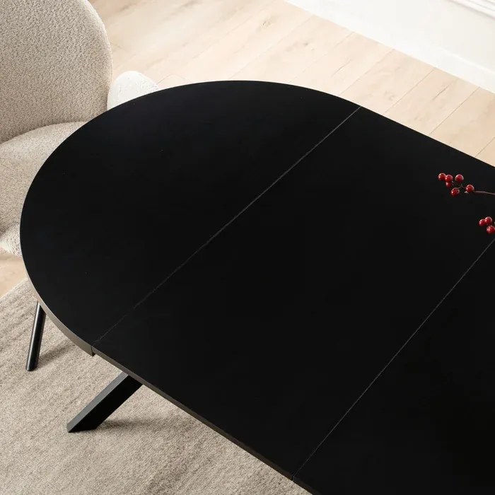 Stół Okrągły Rozkładany LUKAS 100-250 cm Czarny Nowoczesny Loft