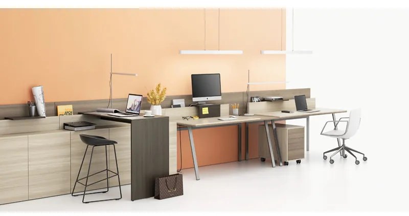 Komoda mobilna LAYERS, długa, 1200 x 400 x 575 mm, dąb naturalny / dąb bejcowany