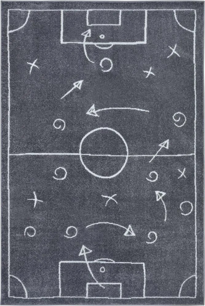 Dywan dziecięcy Adventures – Boisko Plan Gry ciemny szary 120 cm x 170 cm Atest Oeko-Tex