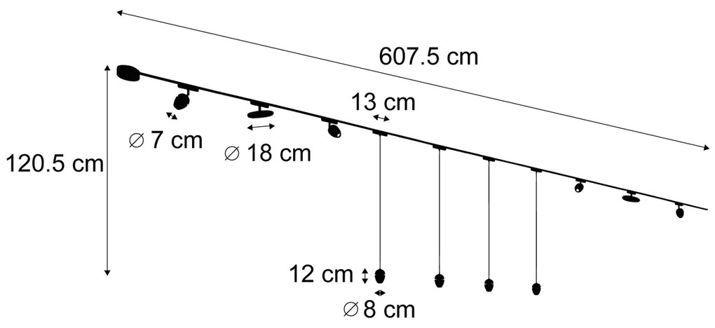 System oświetlenia szynowego z 10 lampami, czarny, 1-fazowy - Magnetic Eggy Puk