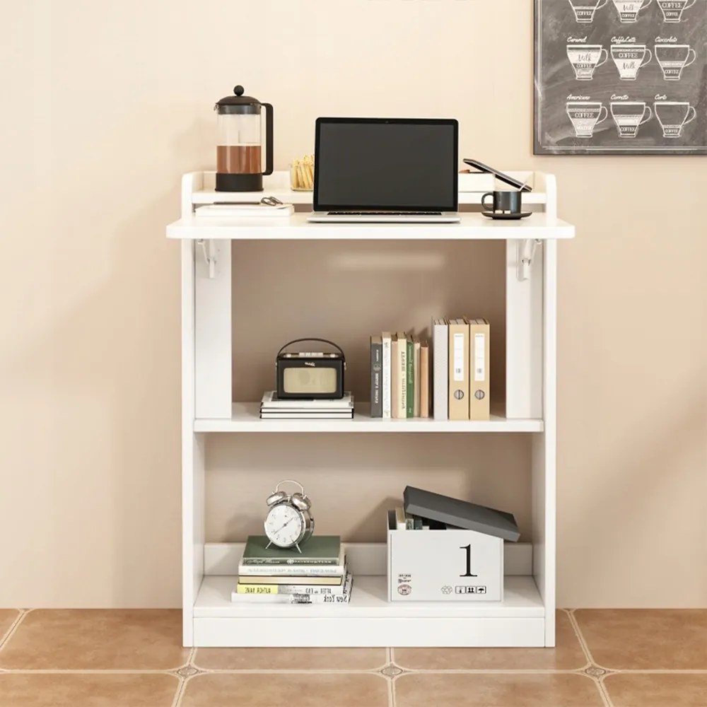 Birou alb pliabil cu rafturi - 64x20x82 cm