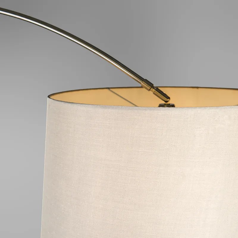 Stalowa lampa łukowa z białym kloszem materiałowym 45 cm - XXL