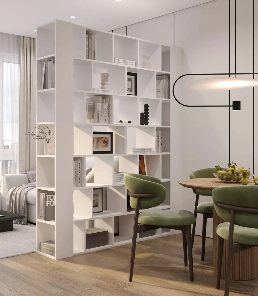 Biała duża biblioteczka regał na książki do salonu E8-E68