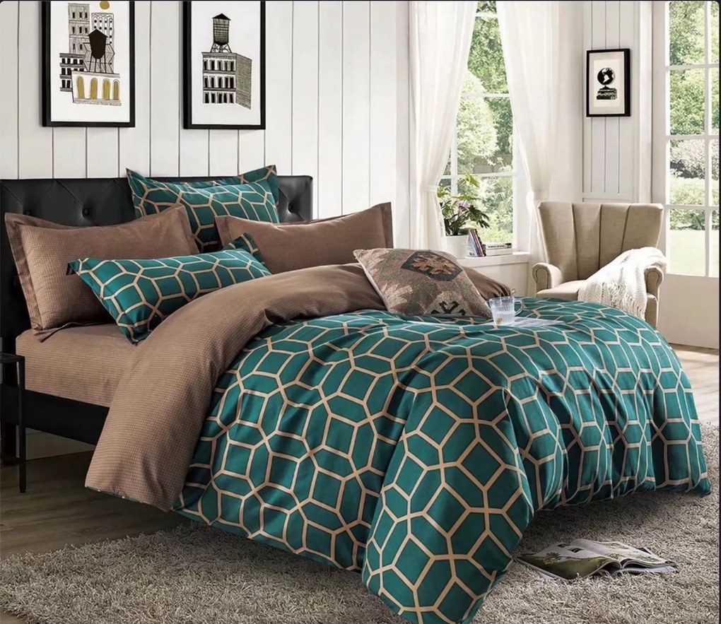 PrzytulneMieszkanie.pl PrzytulneMieszkanie.pl Flanelowa pościel z mikrofibry KERNAL zielona Rozmiar pościeli: 2 szt 70 x 90 cm | 200 x 220 cm