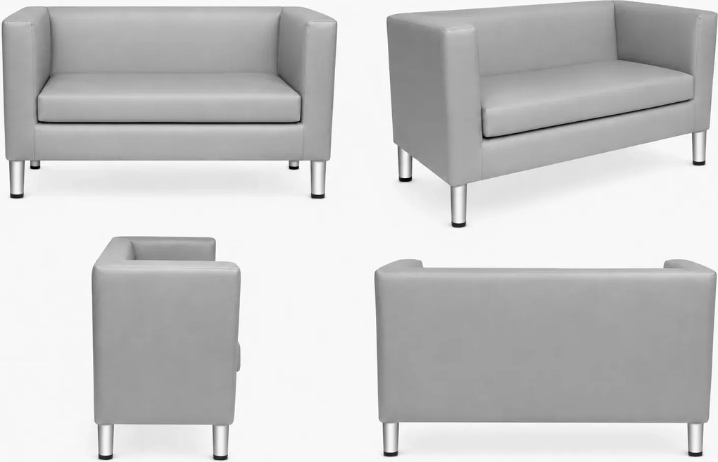 Sofa Monaco : Kolor nogi - Chrom, Kolor tkaniny - EKO-SKÓRA - 22D, Typ tkaniny - Eko-skóra , Wysokość nogi - 15 cm
