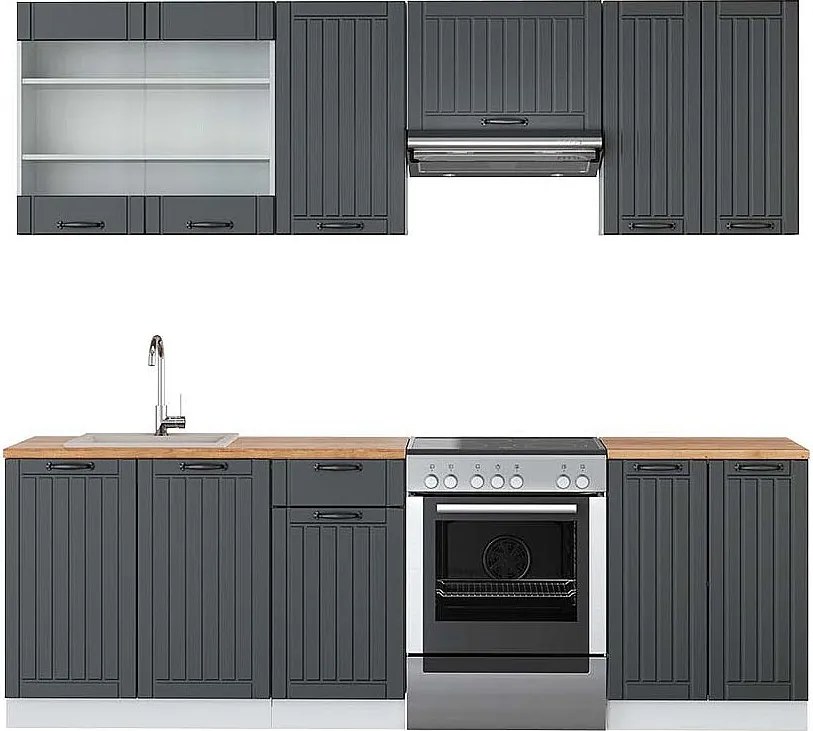 Aneks kuchenny antracytowy dom wiejski/biały 240x60x81.6 fame-line