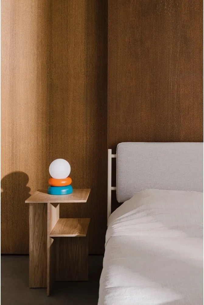 Morska/pomarańczowa lampa stołowa z litego drewna ze szklanym kloszem (wysokość 24 cm) Otem – noo.ma