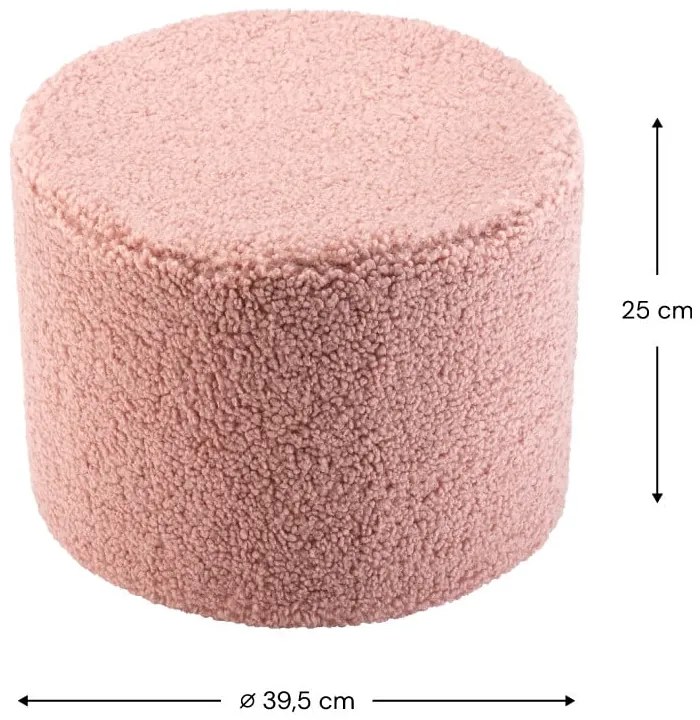 Różowy puf dziecięcy z materiału bouclé – Wigiwama