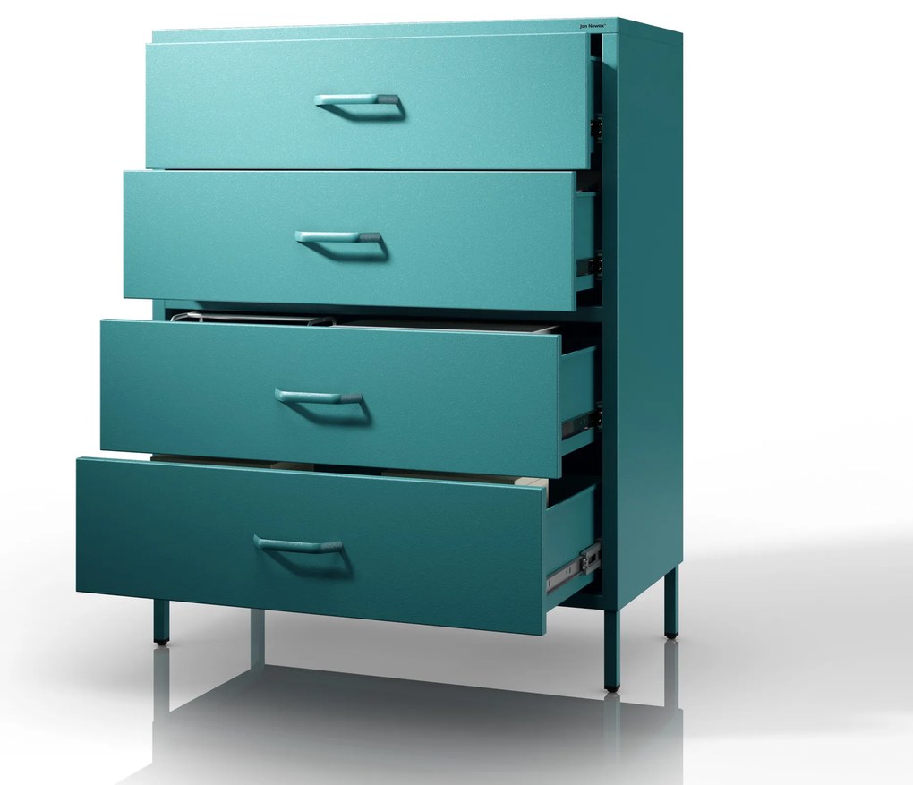 Komoda szafka metalowa morska / turkusowa Modern CARLA, 800 x 1015 x 400 mm