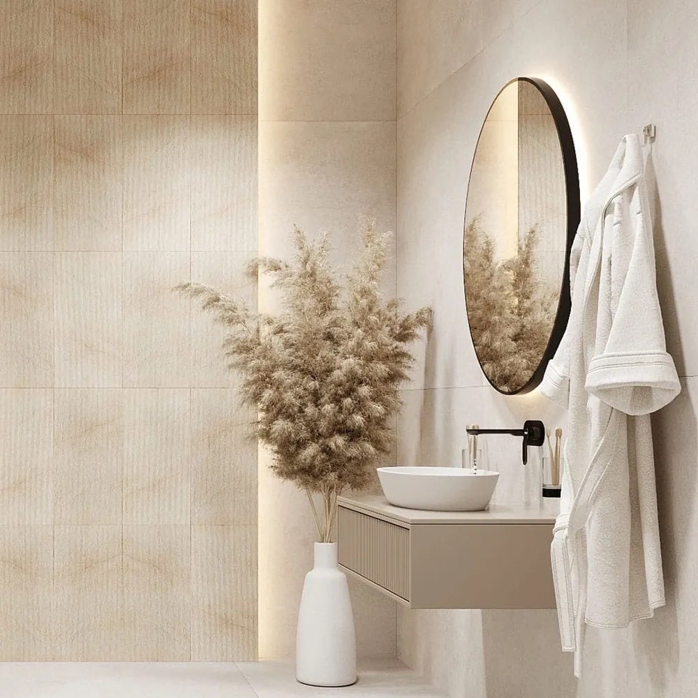 Lustro okrągłe podświetlane z sensorem w czarnej ramie 100 cm VALO Slim LED Black