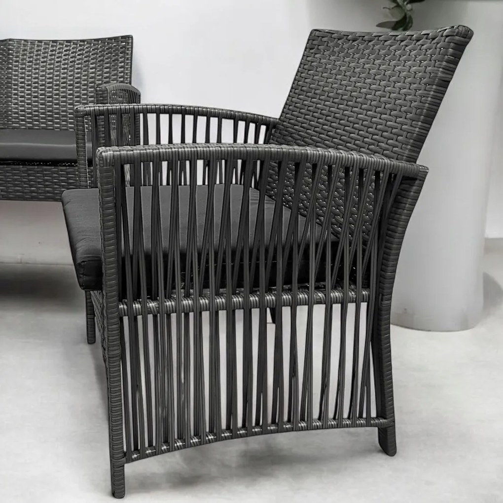 Zestaw mebli ogrodowych Solina, kolor szary, poduszki szare