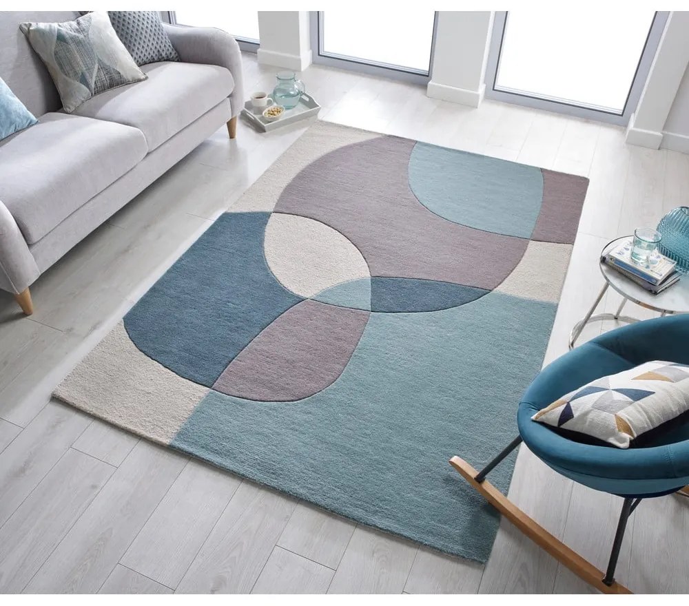 Niebiesko-beżowy dywan wełniany 170x120 cm Glow – Flair Rugs