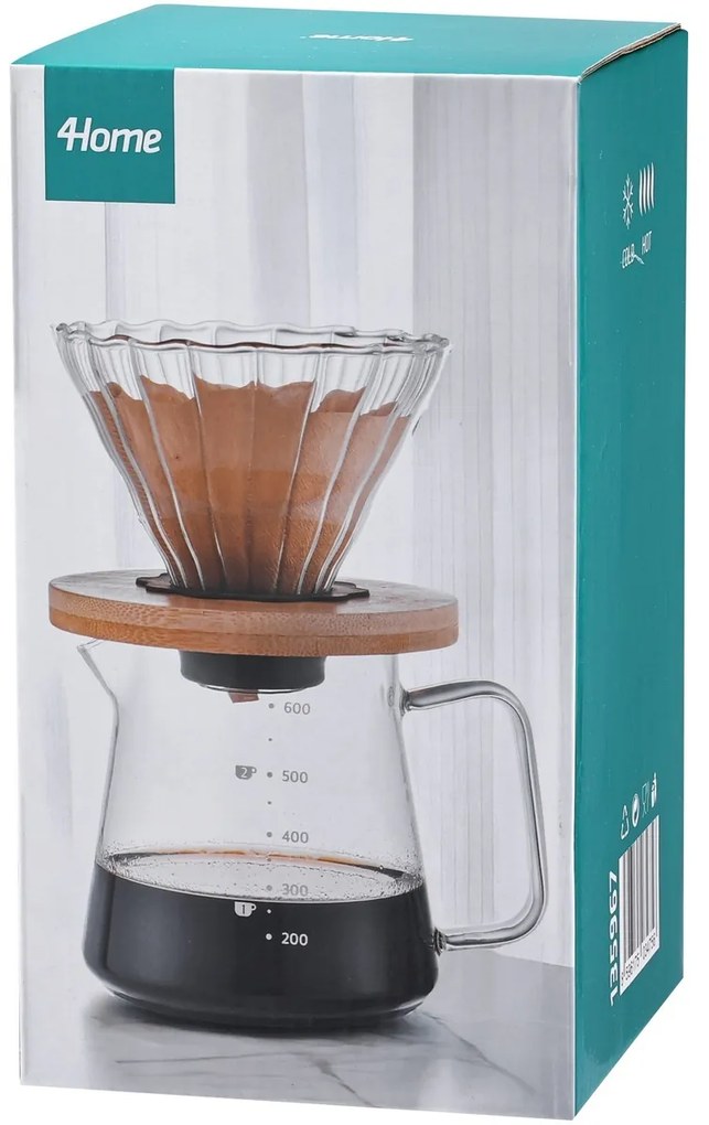 4Home Zestaw do parzenia kawy przelewowej Dripper, 600 ml