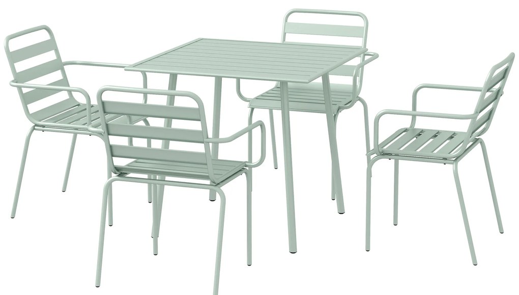 Outsunny Zestaw mebli ogrodowych 5-częściowy, odporny na warunki atmosferyczne, nowoczesny design, zielony, 80x80x74cm | Aosom PL