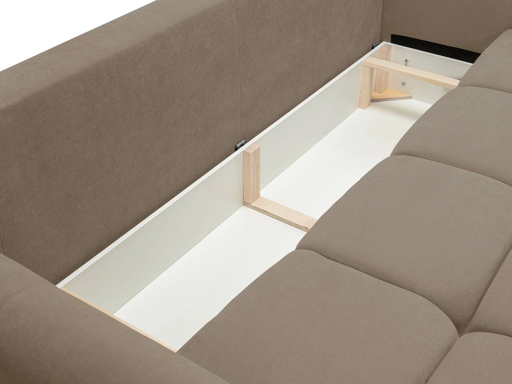Masseno Sofa MODA z funkcją spania i pojemnikiem na pościel, Rozkładana sofa - Beżowy, WIND 11