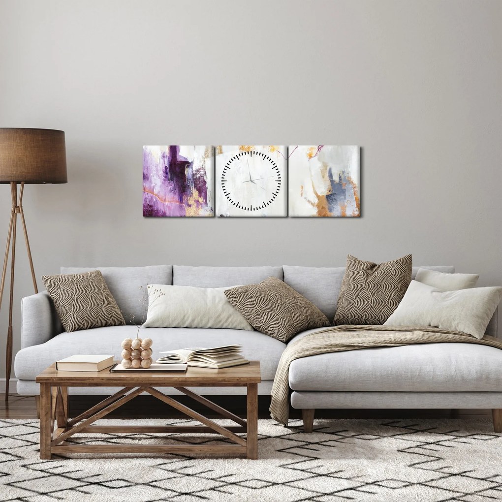 Obraz - Abstrakcja (z zegarem) (90x30 cm)