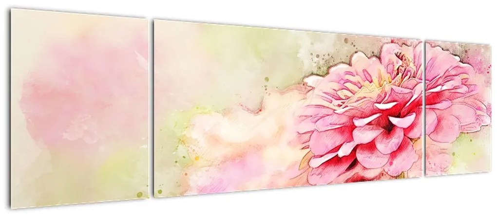 Obraz - Różowy kwiat, akwarela (170x50 cm)