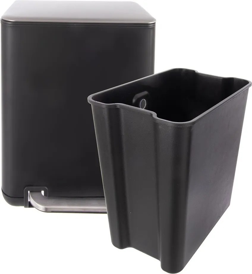 Czarny kosz na śmieci z pedałem ze stali nierdzewnej 20 l Black – Orion