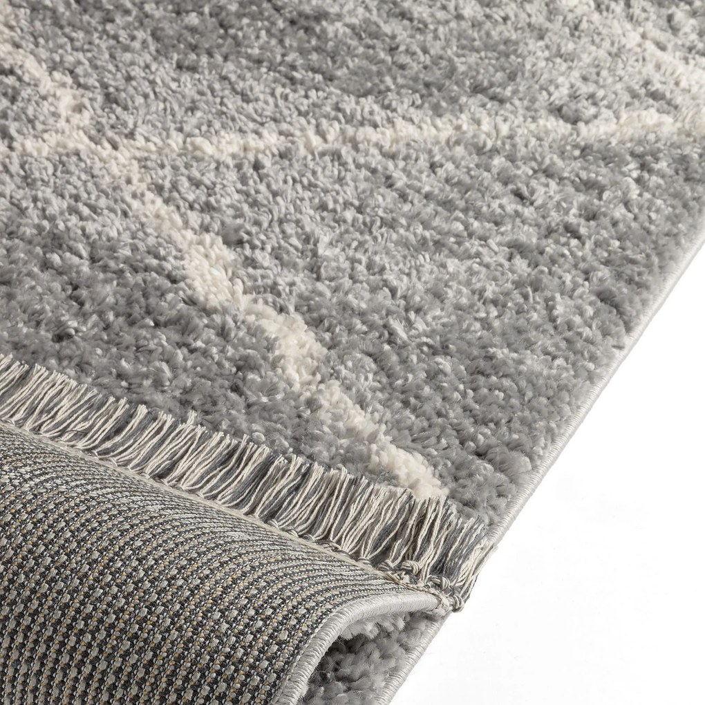 Dywan shaggy Blake romby jasny szary 155 cm x 230 cm