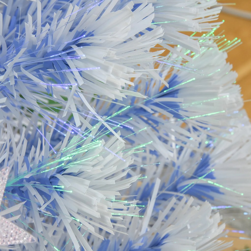 HOMCOM sztuczna choinka z 3 lampkami LED, drzewko PVC, metal, biały+niebieski, Ø 60 x wys. 120 cm | Aosom PL