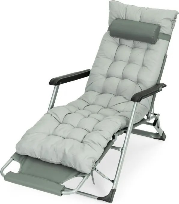 Leżak ogrodowy, składany, z poduszką Malta 010, szary
