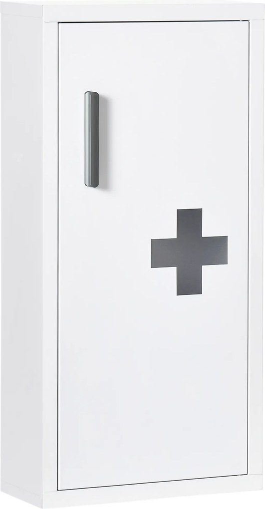 kleankin Szafka medyczna z 3 półkami Praktyczna apteczka do przechowywania 30x12x60cm Biała | Aosom PL