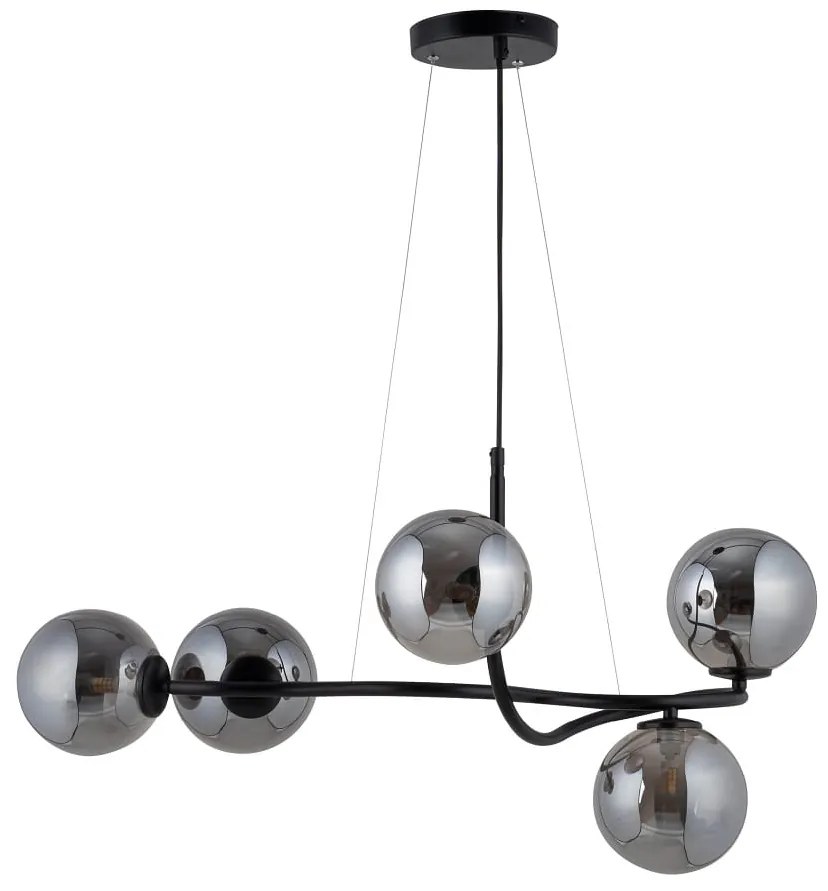 Lampa wisząca - Vena 5, szare kule - nowoczesne oświetlenie wnętrza, 33679