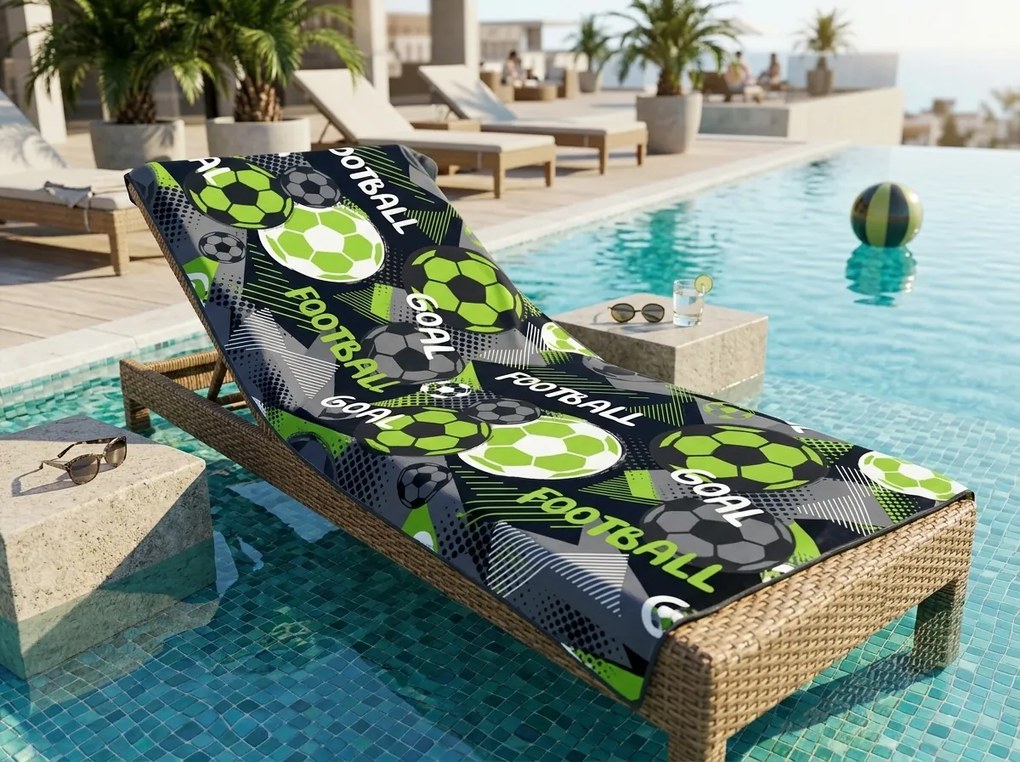 Szybkoschnący XL ręcznik plażowy GOAL kolorowy 100 x 180 cm, 100% mikrofibra
