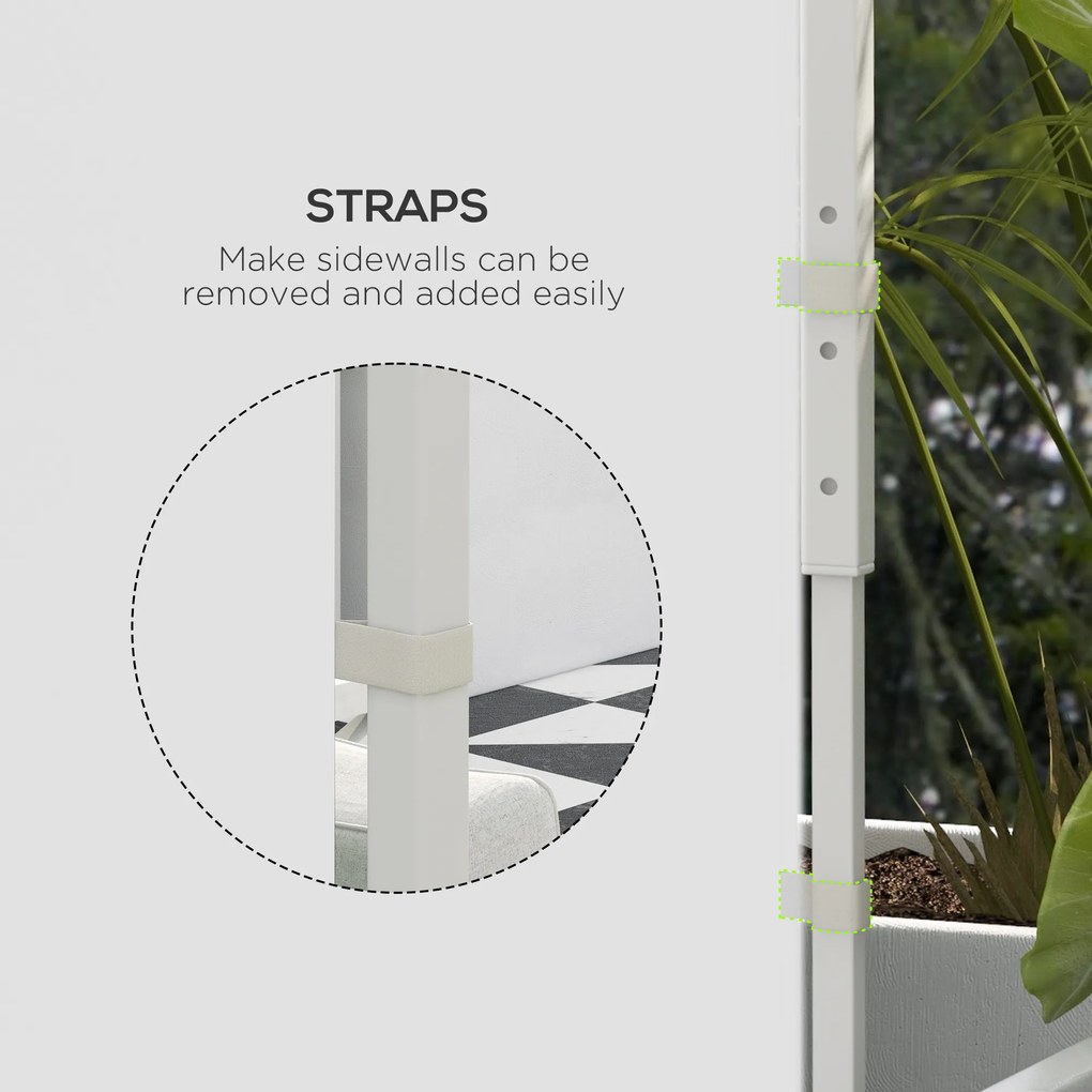 Outsunny Zasłony do Altany, Zestaw 2 szt., do altan ogrodowych 3x6m lub 3x3m, z oknami i drzwiami, Biały