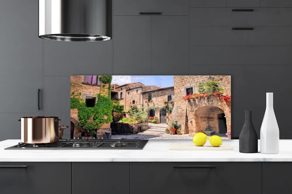 Panel Szklany Malownicza Uliczka W Kwiatach